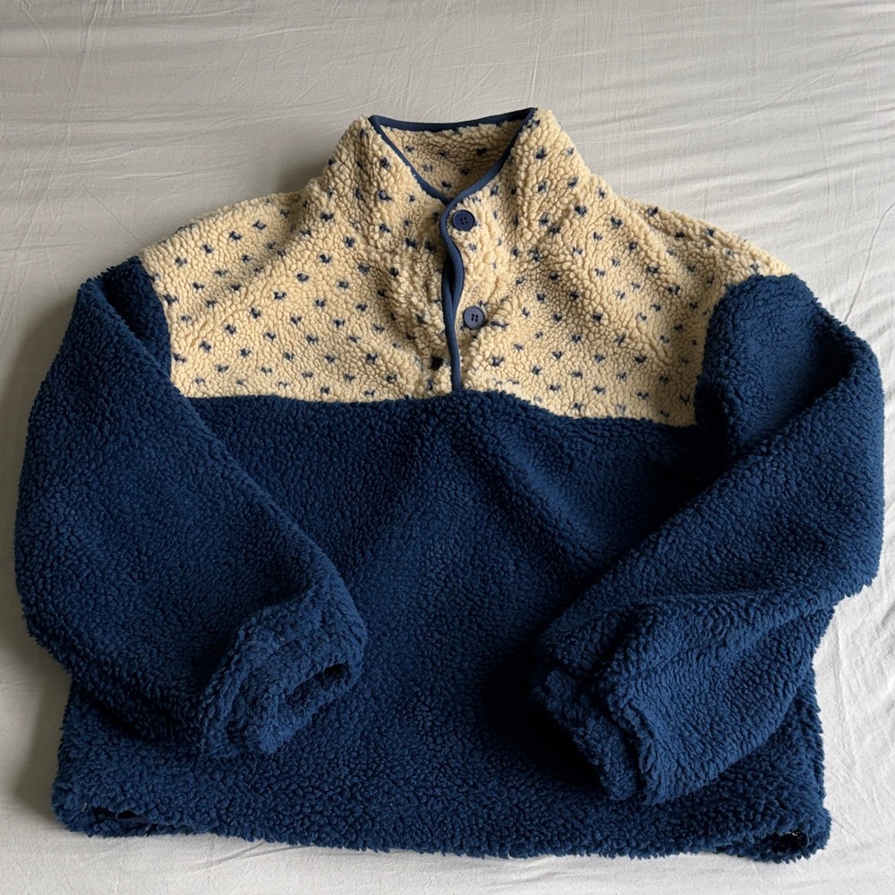 Cider Navy and Cream Sherpa Pullover Hoodie